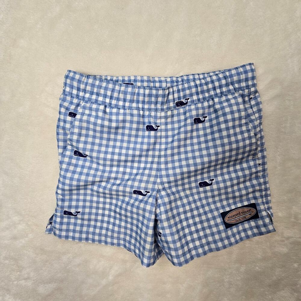 Vineyard Vines Boys Whale Gingham Swim Trunks sz 3t NWoT